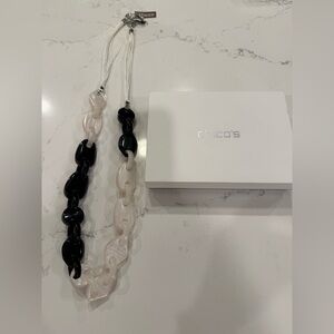 Chico's Black and Pearl-Link Resin Chain Necklace NWT